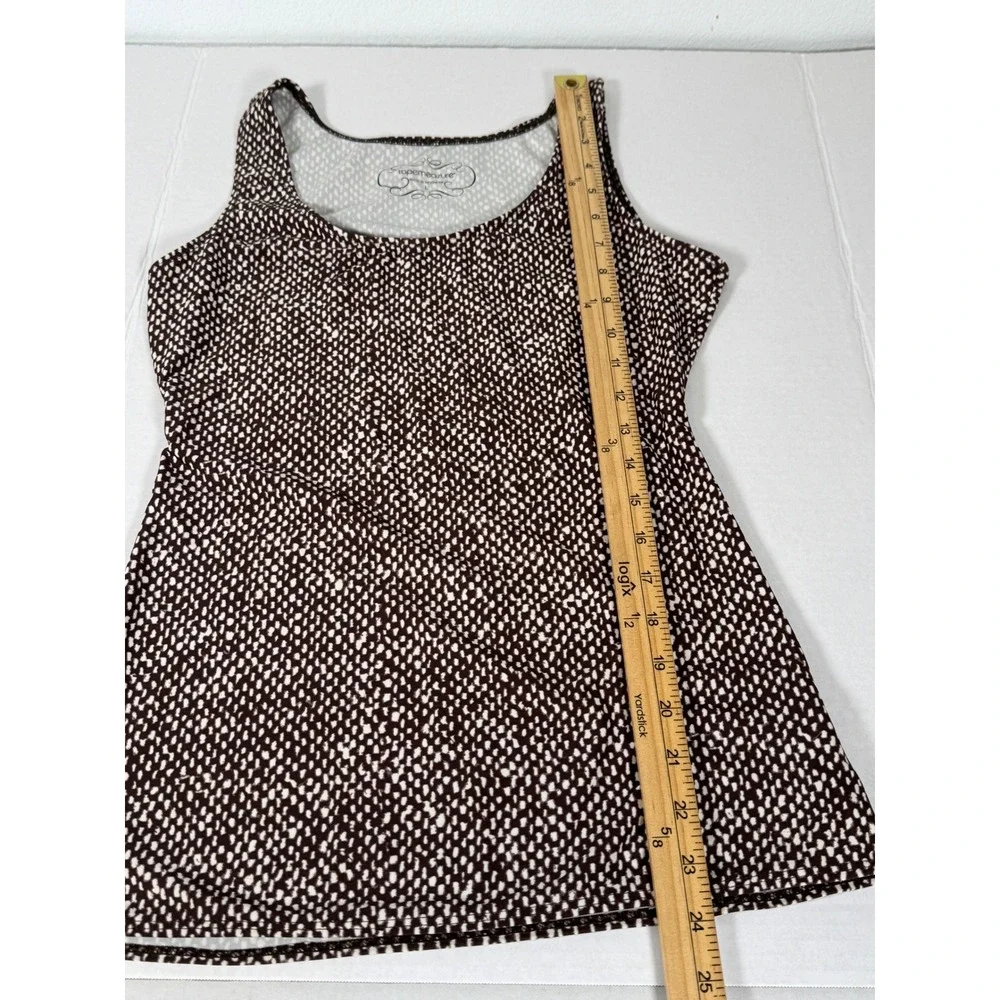 Tapemeasure Womens Brown White Dot Print Tank Top Large Athletic Workout